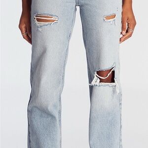PacSun Light Blue Ripped Straight Leg Jeans